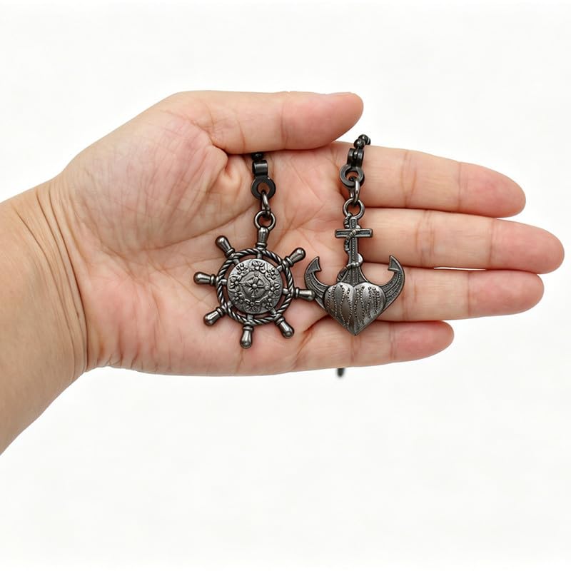 Image of 2pcs Anchor Set Ceiling Fan Pull Chain Extension for Ceiling Fans Lights, with Chain Connector (Black)