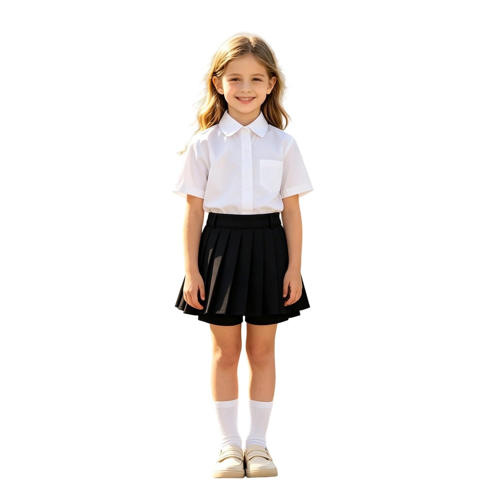 Générique Jupe plissée pour Fille avec Short Taille Haute – Tenue d'été Mignonne et Confortable pour Les Filles (Black, 4-5 Years)