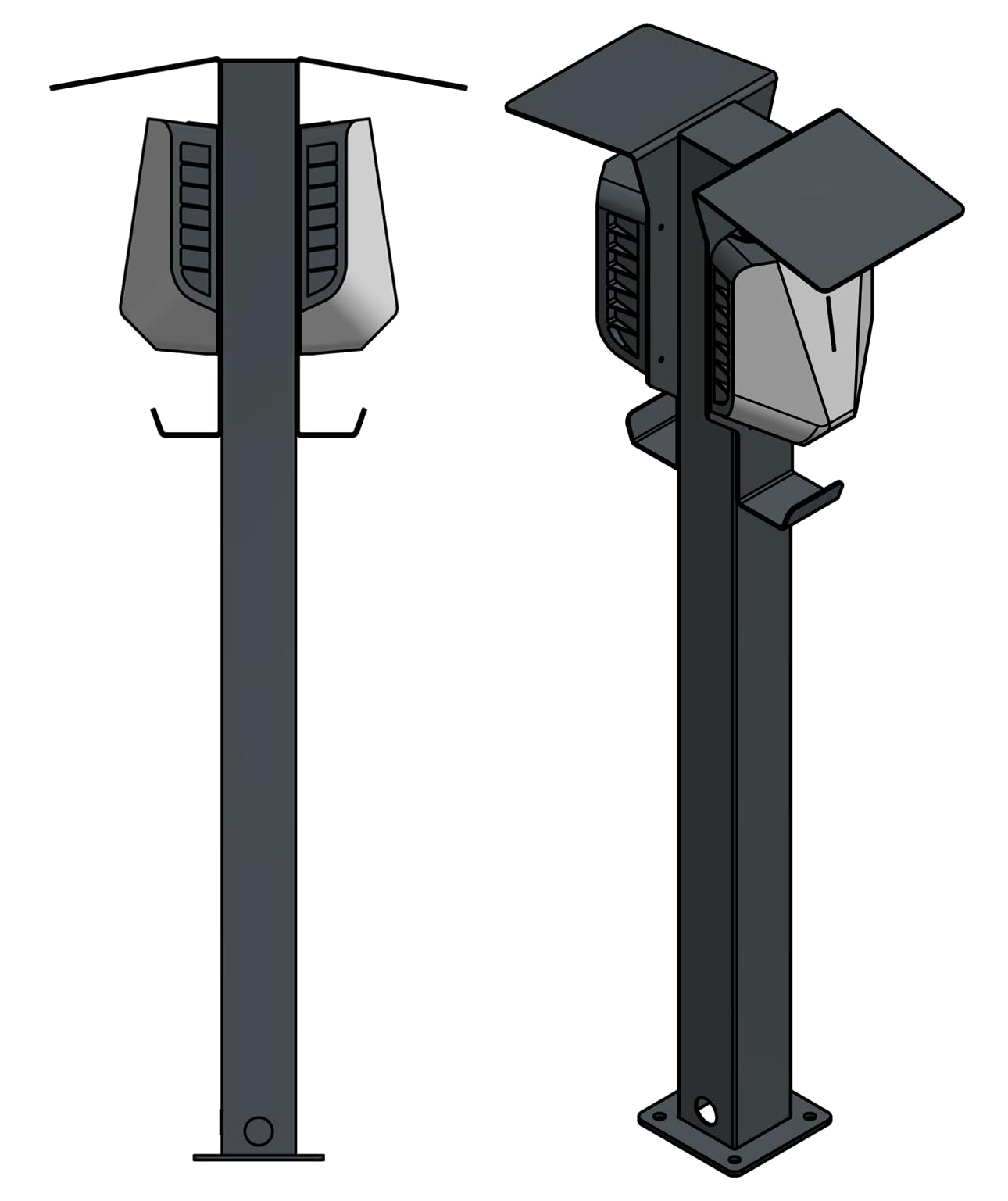 Colonna di ricarica Duo, piedistallo, stele, base per 2 X EASEE Wallbox – in acciaio inox – con tetto e gancio per cavi – verniciato a polvere – antracite – produzione tedesca