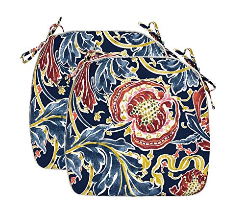 FBTS Prime Outdoor Chair Cushions Set of 2 Patio Seat Cushions with Ties 18x19 Inch Navy Paisley U-Shape Chair Pads for Outdoor Patio Garden Home Office Furniture