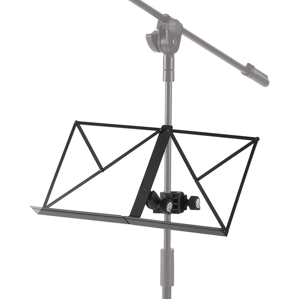 QUIK LOK - MUS/003 Articulated Arm with Folding Music Stand, Surface 460 x 240 mm, Universal Clamp Diameter 15-35 mm, Lightweight and Foldable, Ideal for Musicians, Black