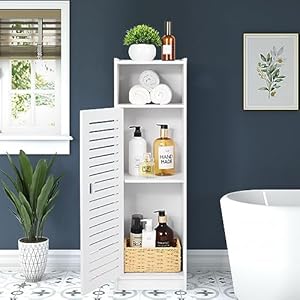 Waterproof Bathroom Cabinets, Storage Accessories Floor Standing Cabinet for Bathroom,Furniture for Bedroom Kitchen Hallway,Storage Cupboard Unit with Daily use Layer 80x20x24cm