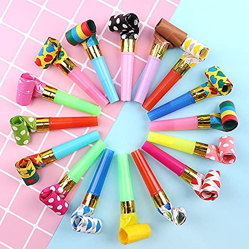 Party Blowers,100 Pack Noisemakers Blowouts Party Poppers Novelty Plastic Whistle for Kids Party Bag Fillers Christmas