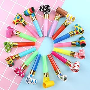 Party Blowers,100 Pack Noisemakers Blowouts Party Poppers Nieuwigheid Plastic Fluitje voor Kids Party Bag Vulstoffen…