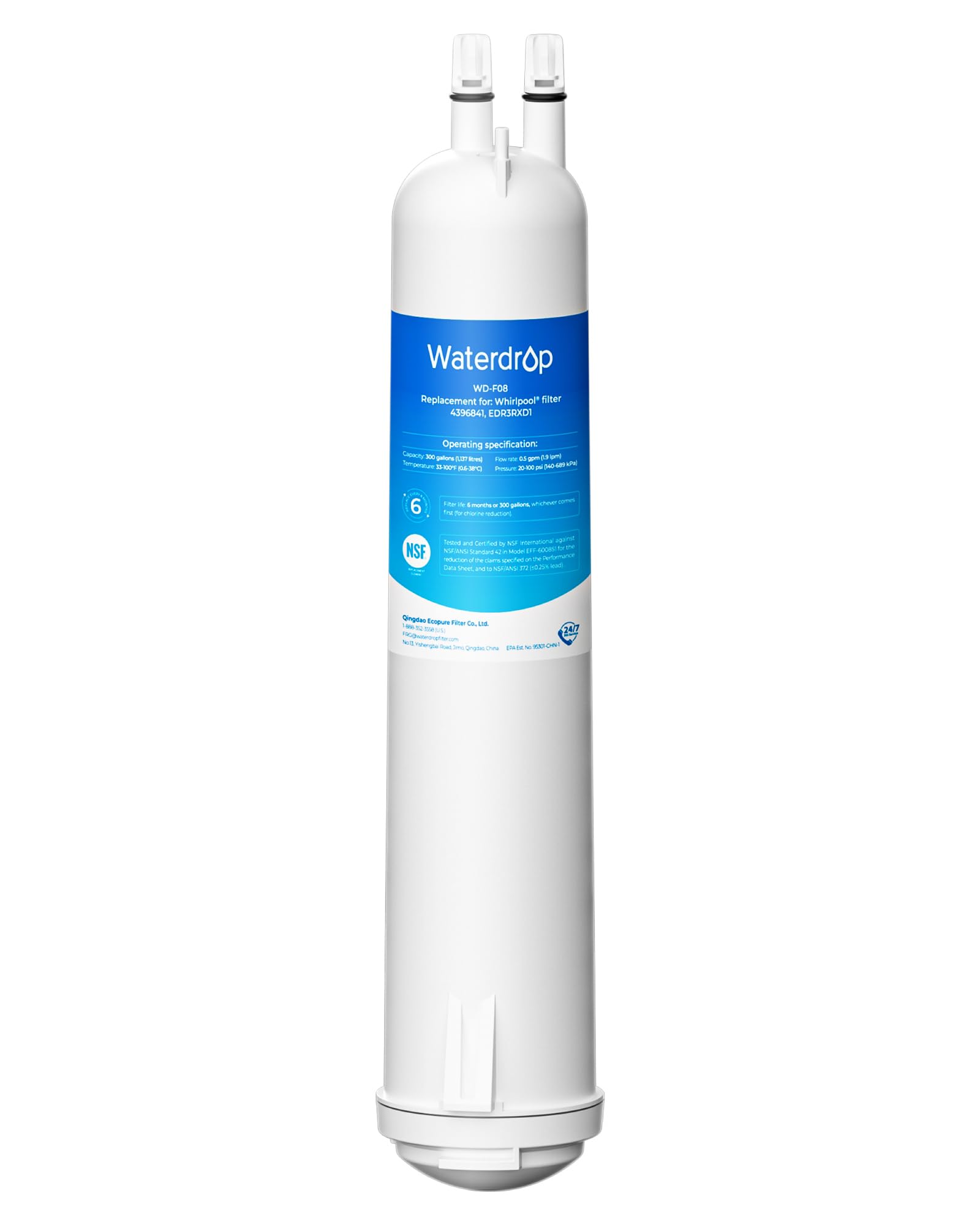 waterdrop 4396841 replacement for everydrop® filter 3, edr3rxd1, 4396710, kenmore® 46-9083, 46-9030, refrigerator water filter, 1 filter