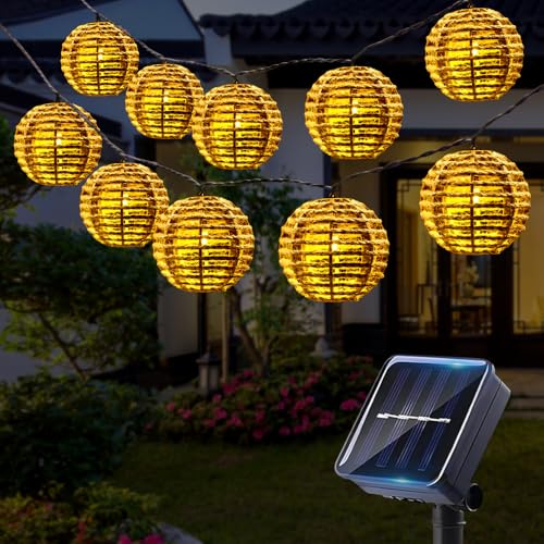 DAJASD Guirnaldas Luces Exterior Solares, 3.6M 10LED Farolillos Solares Exterior, Cadena De Luces Linternas Impermeable Para Camping Patio Fiesta Bodas