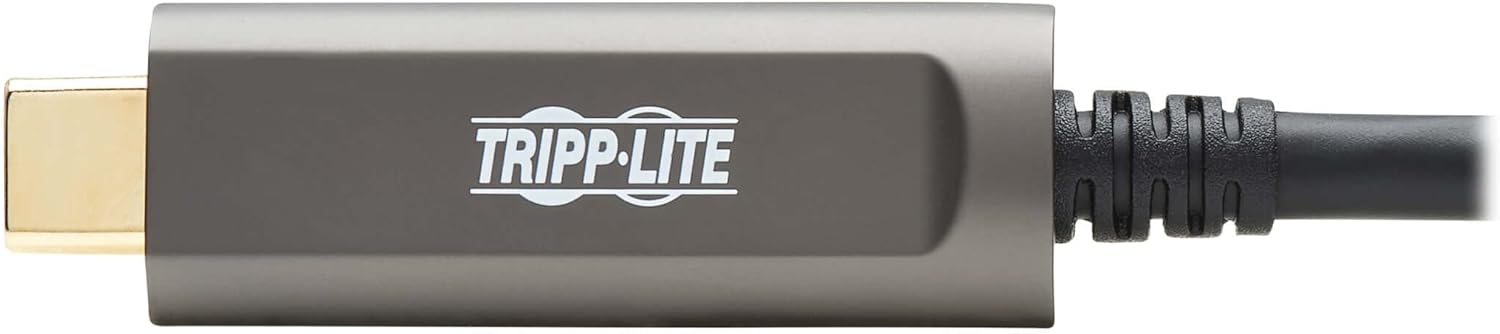 Tripp Lite USB-C Fiber (10 Gbps) Data Cable, USB 3.2 Active Optical Cable, Male to Male, Black, Plenum-Rated for in Wall & Ceiling Installations, 49 Feet / 15 Meters, 3-Year Warranty (U420F-15M-D3)