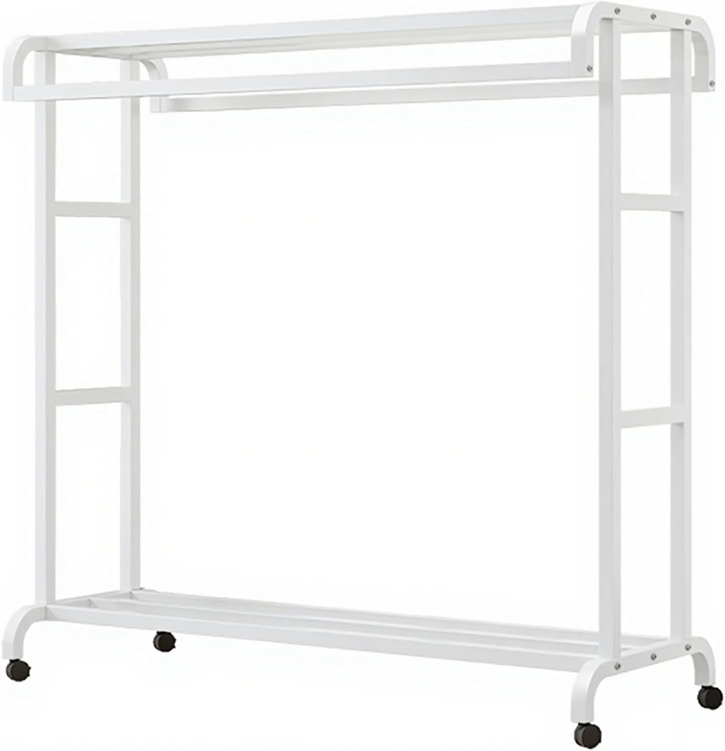Portable Double Rod Clothing Rack with Metal Hanger, Bottom Storage, 60cm Garment Stand for Bedroom, Laundry Room & Cloakroom, Versatile White Organizer