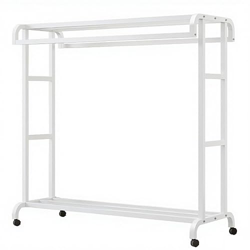 Double Rods Clothes Rack,Clothing Racks for Hanging Clothes,Metal Garment Racks,Portable