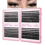Individual Eyelashes Cluster Lashes 550pcs with 80D 120D 150D 200D, Lash Clusters in D Curl 8-16mm, Eyelash Clusters for Natural Look DIY at Home(80+120+150+200D)