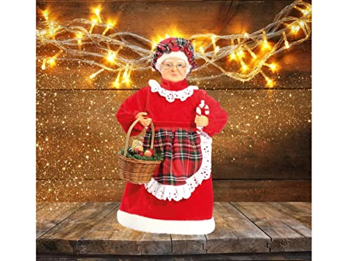 Mamãe Noel Tradicional Avental Xadrez 41cm Cesta - Magizi