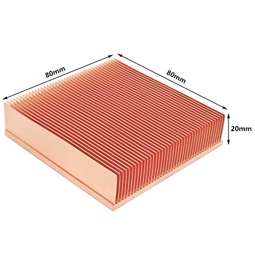 Diy Pure Copper Skiving Fin Heatsink 80X80X20Mm / 3.15X3.15X0.79 Inches For Electronic Chip Led Cooling #TOP1