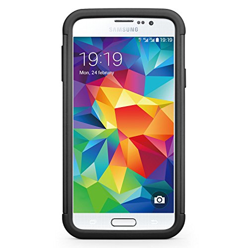 Syoner Galaxy S5 Case, [Shockproof] Hybrid Rubber Dual Layer Armor Defender Protective Case Cover For Samsung Galaxy S5 S V I9600 [Black/Black] #TOP1