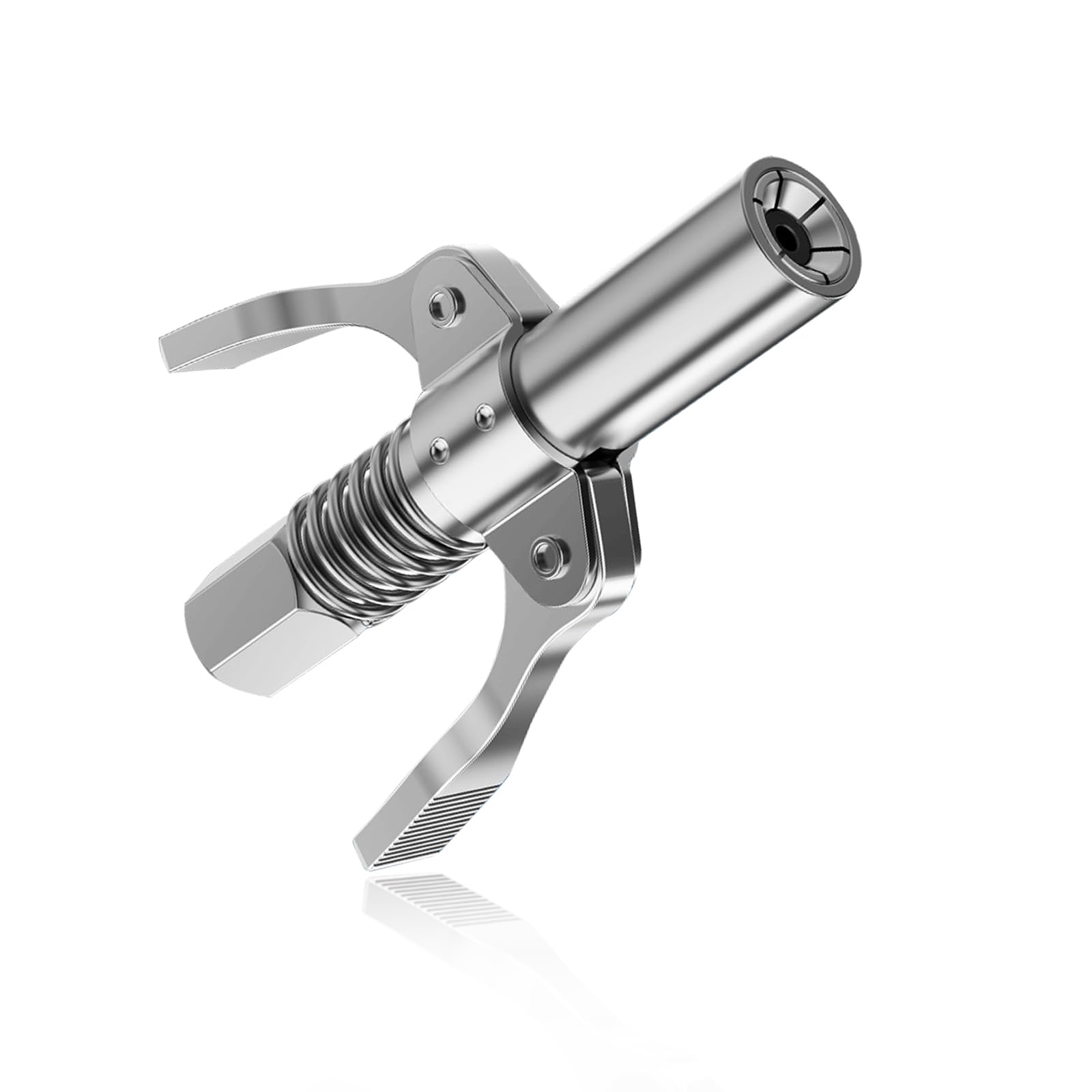 Ziciner Grease Gun Coupler, Double Handles Quick Lock Release Grease Gun Tip with 6 Thickened Jaws, 12000 PSI High Pressure Grease Fittings Compatible with All Grease Guns (1 PC)