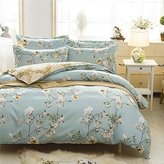 NORCH Floral Duvet Cover Set Double Green Bedding Set Aesthetic Soft Quilt Cover with Pillow Cases