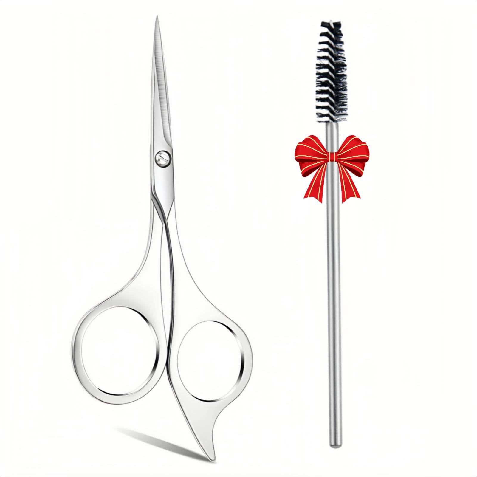 Professional Eyebrow Scissors with Spoolie Brush - Precision Stainless Steel Eyebrow Trimming Scissors for Women & Men, Sharp & Durable - Perfect for Eyebrow Shaping, Nose Hair, and Brow Grooming Kit