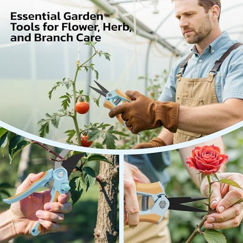 NEXON Garden Pruning Shears 2 Pack, 8" Bypass Hand Pruner & 6.25" Precision Garden Scissors, Professional Garden Clippers for Plants and Flowers - Thumbnail 4