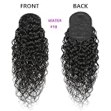 Naturalnie wyglądające przedłużenie kucyka, 8-26" Water Wave Ponytail Wig Real Human Hair Drawstring Extension, Gęste i naturalnie wyglądające przedłużenia włos(10inch)