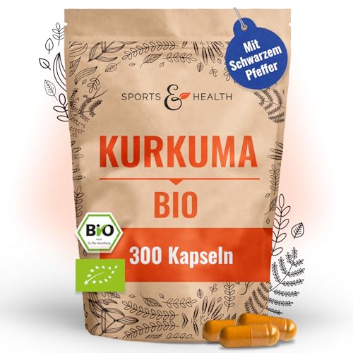 Bio Kurkuma Kapseln - 300 Curcuma Kapseln hochdosiert 4320mg reines Kurkuma + Bio Schwarzer Pfeffer Pro Tagesdosierung - Abgefüllt In Deutschland