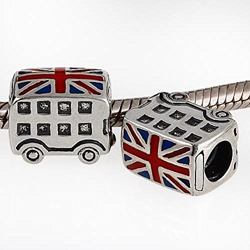 Bus Charm 925 Sterling Silver London Charm With Flag Charm Of Uk Charm Travel Charm For Diy Charms Bracelet #TOP3