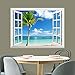 wall26 Removable Wall Sticker/Wall Mural - Beautiful Tropical View of Palm Tree on The Beach | Creative Window View Wall Decor - 36 Inchx48 Inch