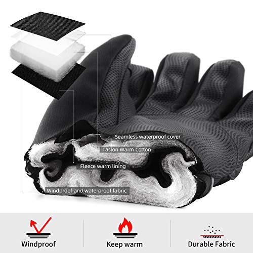 ThxToms Winter Warm Gloves Waterproof Thermal Gloves for Running Cycling Ski Sports, Extra Large