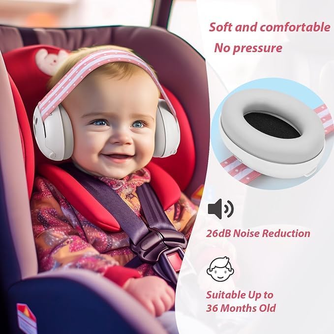 Image of PAPAL Baby Ear Muffs - Hearing Protection for Infants & Toddlers (0-3 Years), Adjustable & Soft, 25 dB Noise Cancelling - Sleep Better, Travel Easier