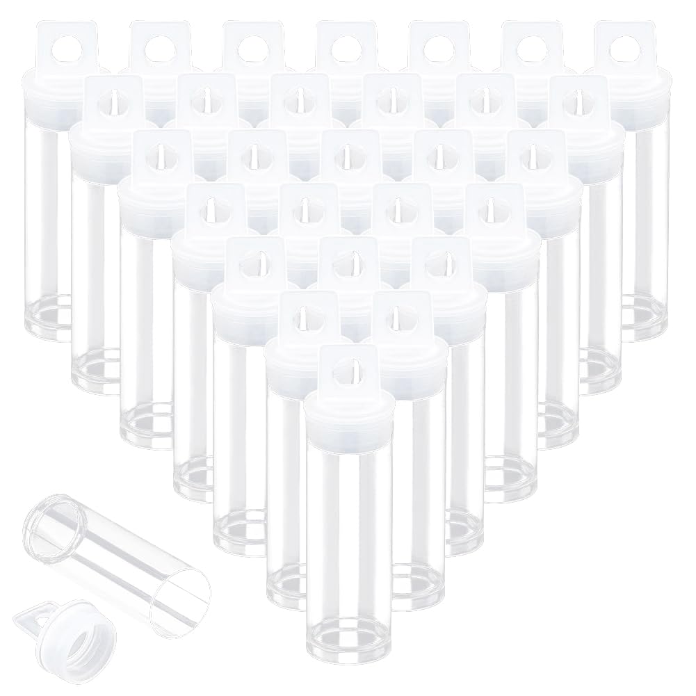 OTDOGUO 30pcs Clear Tube Bead Containers, Plastic Storage Tubes with Caps Organizers Bottle Container Set for Beads, Bath Salt