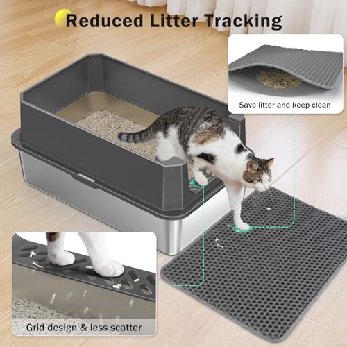 Stainless Steel Litter Box, Extra Large Litter Boxes for Big Cats, XLarge Metal Cat Litter Box with Lid, Anti-Urine Leakage XL Box with High Sides, Easy Clean, Non-Sticky, Scoop Included by MIXJOY - Image 3