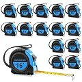 Yunsailing 15 Pieces Measuring Tape 16 Ft/ 5 M Self Lock Retractable Measuring Tape Easy Read Tape Measure with Fractions 1/8 Small Tape Measure with Pause Buttons for Engineer Crafter (Blue)