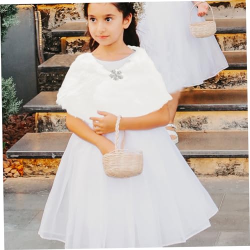 Girls Faux Fur Wrap Shawl Warm Decorative Winter Shawl for Little Girls Comfortable and for Cold Weather Ivory Height 5