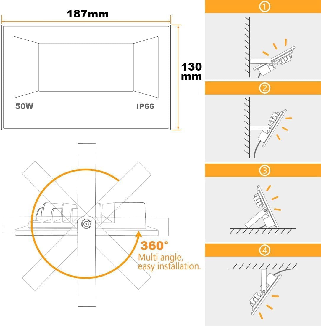 HEKEE, Reflektor zewnętrzny LED 40W RGBW zmieniający kolor, tryb stroboskopowy DIY, 120 kolorów, synchronizacja, naświetlacz zewnętrzny 4000 lumenów, RGB 2700K ciepły biały, wodoodporność IP66