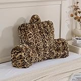 Animebody Reading Pillows for Boyfriend Adult,Velvet Back Pillow Bed Wedge Large, Back Rest Support Cushion for Sitting Up in Bed/Couch for Bedrest 18inch-Leopard Brown
