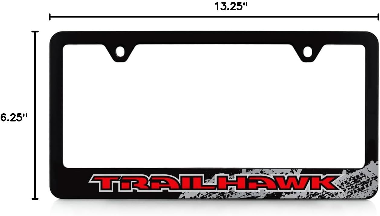 Jeep Trailhawk UV Printed Black Plastic License Plate Frame - Trailhawk Wordmark