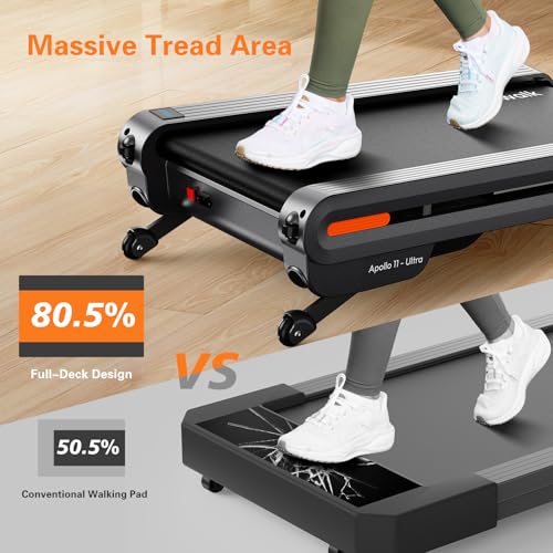 Walking Pad Treadmill with Auto Incline - Vitalwalk Wide Full Deck Portable Under Desk Treadmill for Home Office, 350lbs Capacity, 3.0HP Brushless Quiet, Upright Space-Saving, Ambient Light, APP - Image 4