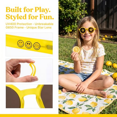 Image of SMILEYWORLD Kids Sunglasses for Boys Girls Age 3-12 UV400 Protection Sunglasses, Flexible Lightweight Shades