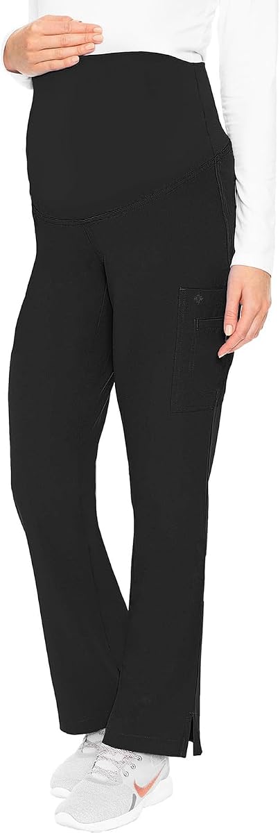 Med Couture Touch Maternity Scrub Pant Straight Leg with 3 Pockets | Soft Jersey Knit Waist Panel, Flexible Support, Machine Washable, Pregnancy, Appointments, Everyday Wear
