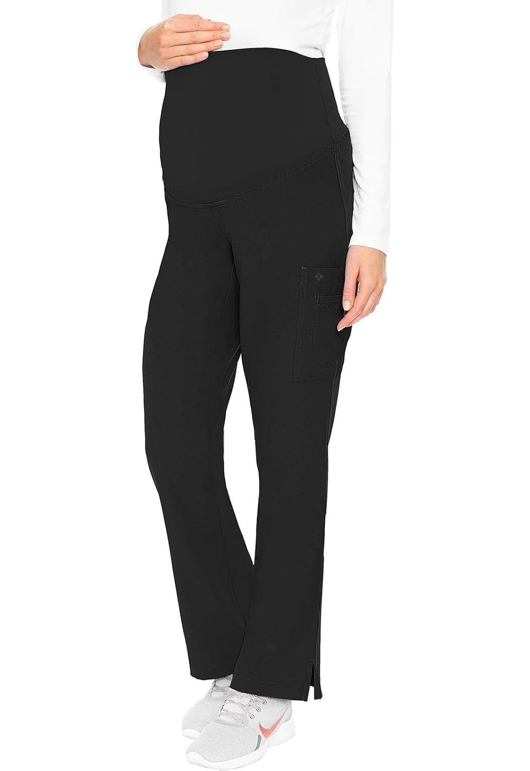 Med Couture Maternity Scrub Pant - 3 Pockets Straight Leg with Side Vents at Hem Soft Jersey Knit Waist Panel - MC028
