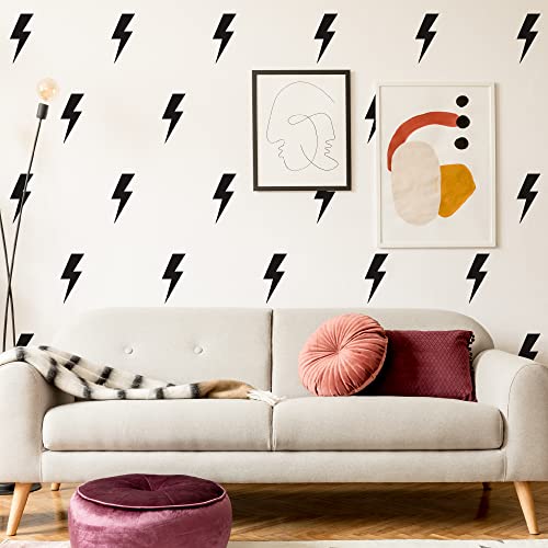 Image of SHYJSHYJ Large Black Vinyl Lighting Bolt Wall Decals, Peel and Stick Modern Thunder Stickers for Teens Boys Girls Students Bedroom Living Room Dorm Office Home Wall Art Decor
