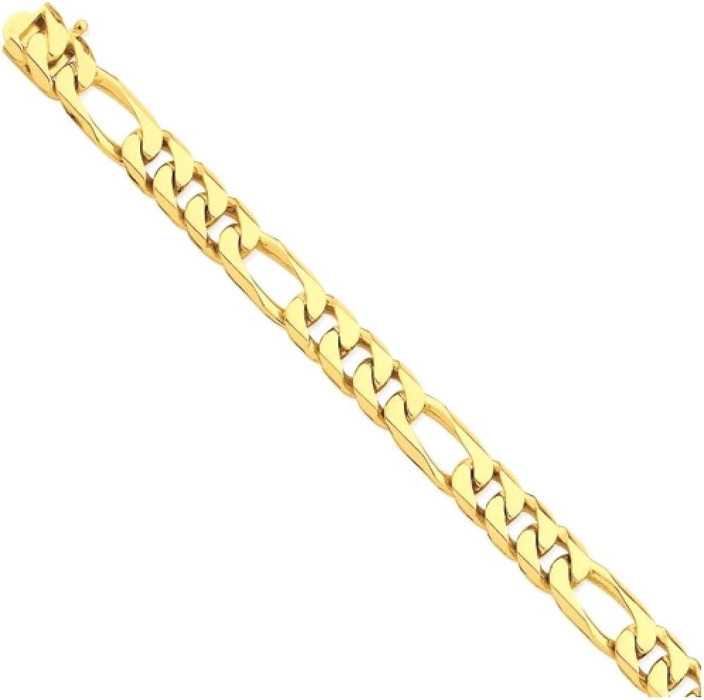 IceCarats 14K Solid Yellow Gold 9mm Chunky Figaro Chain Link Bracelet 8 inch Polished For Him