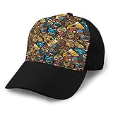 Gran calidad Vintage Trend Printing Cowboy Hat Fashion Baseball Cap for Men and Women African Craft Voodoo Tribal Mask and Inca South Adjustable Size