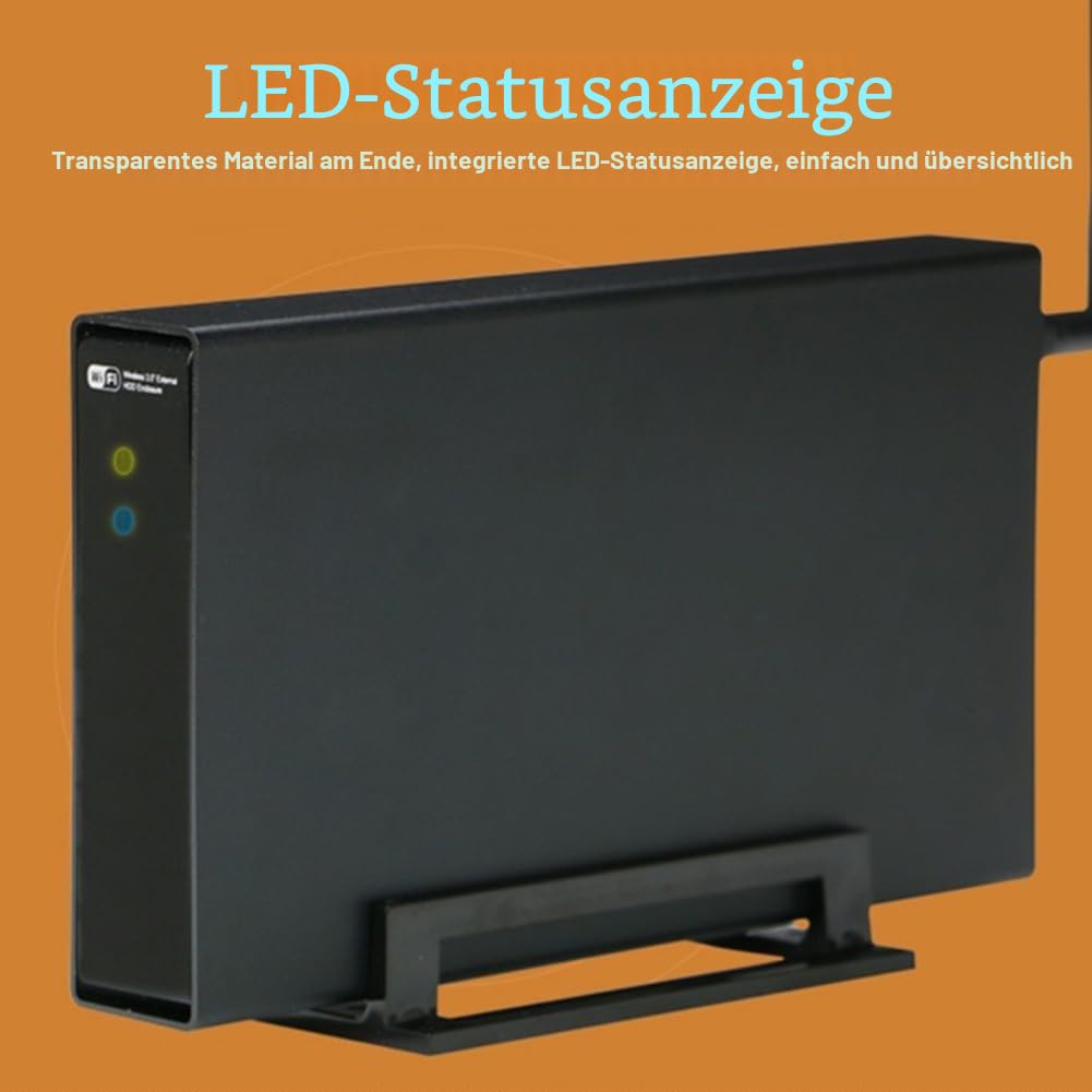Tragbares 3,5-HDD-SSD-Gehäuse, Tragbarer USB3.0-Rj45-Ethernet-NAS-Netzwerk-Streaming-Server-Speicher für Gehäuse, EU-Stecker