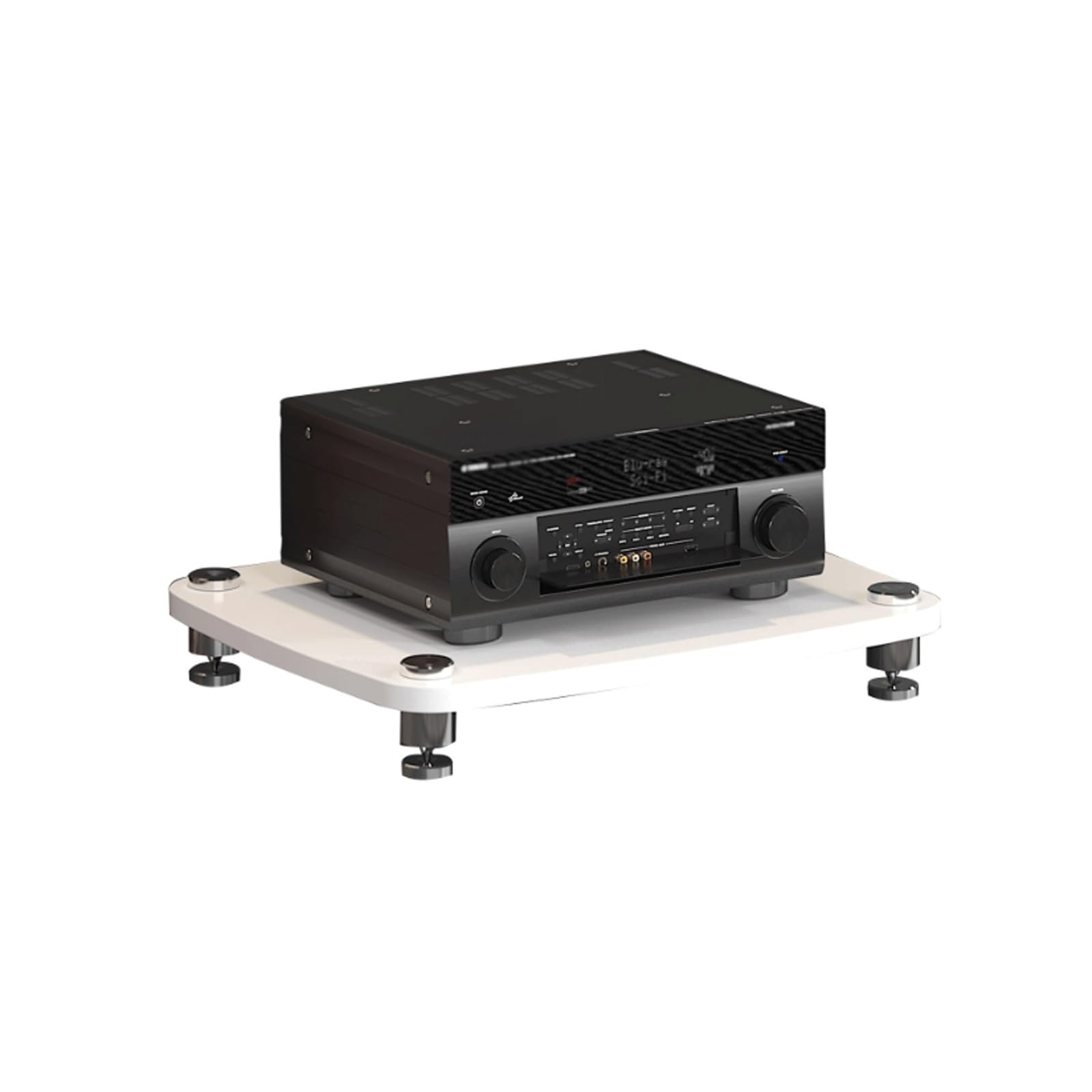 Stojak na nośniki audio HiFi na komponenty stereo, drewniana półka obrotowa CD, narożna konsola telewizyjna, kompatybilny z systemami gier, meblami kina domowego (biały, 1 poziom)