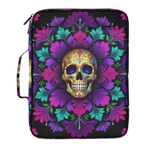 Dossier extensible coloré 7 poches A4 motif tête de mort mexicaine fleur