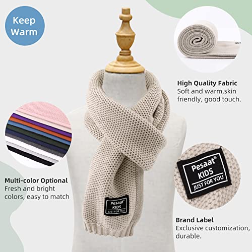 Image of PESAAT Kids Winter Infinity Scarf Knit Cotton Toddler Boy Girls Scarves