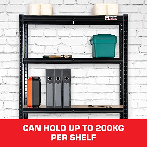 Rhino Racking – 5 Tier Heavy Duty Garage Shelving Units – 200kg Load Weight Per Shelf- 1000kg Per Unit – Black Storage Shelves – 180x90x45cm Adjustable Racks – Shed Shelving - Image 4