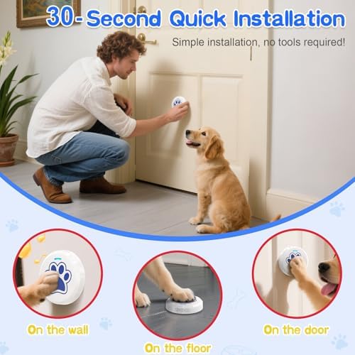 ChunHee Dog Bells Potty Training - Dog doorbell with 36 Custom Sounds Chew-Proof & Adjustable Volume (0-115dB) Puppy Training to Go Outside (Blue, 1 Pack) — view 7