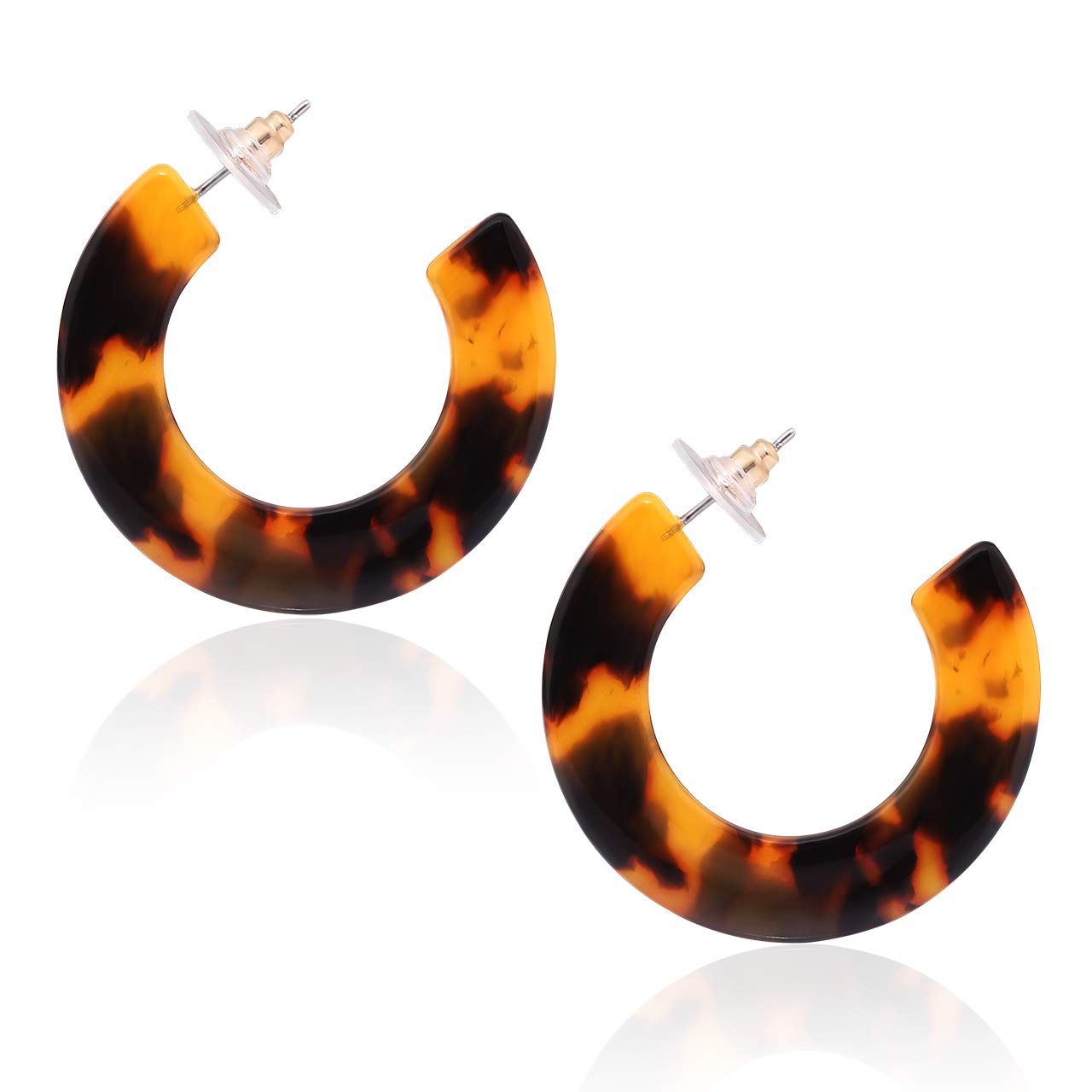HSWE Leopard Hoop Earrings - Tortoise Shell Acrylic Resin Earrings