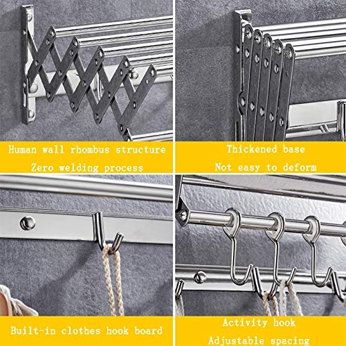Cintre pliant suspendu et rack de serviette mural extensible de 80 cm