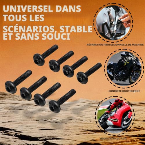 JFG RACING Vis Carenage Moto,Vis Fixation Carenage Universels-Noir – vue 5